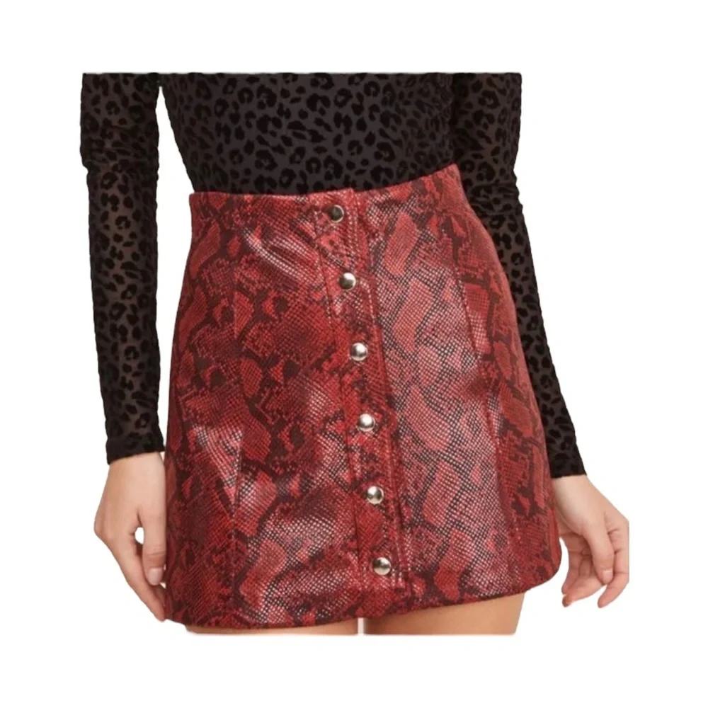 Astr Come Slither Ruby Python Mini Skirt​ - Picture 2 of 7